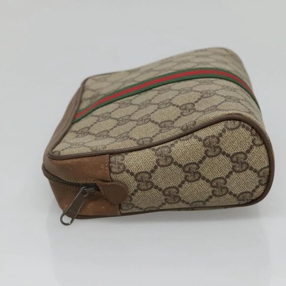 GUCCI GG Supreme Web Sherry Line Bag PVC Beige Brown - Picture 3 of 16